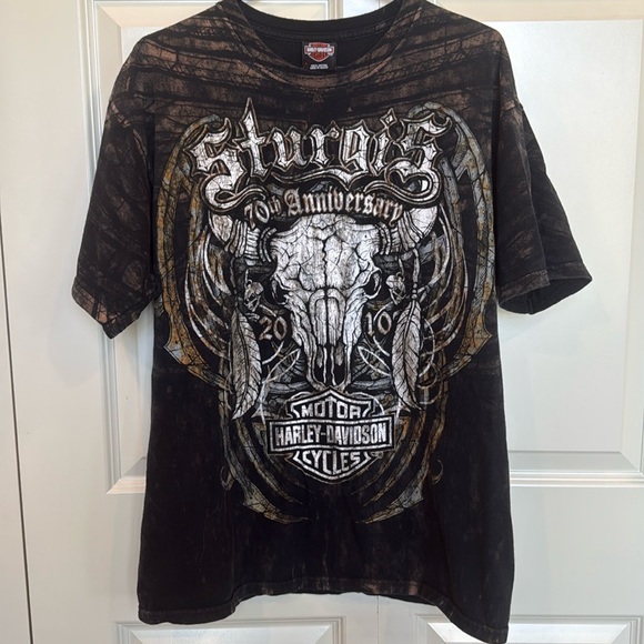 Sturgis Black Hill Motorcycle Rally 2010 70th Anniversary T-Shirt Sz L Large - Picture 1 of 8